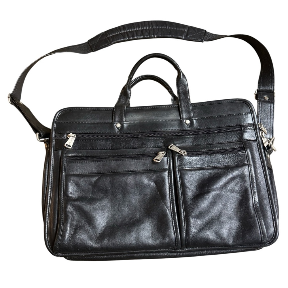 High End Winn Black Supple Leather Men's Briefcase Laptop Bag Shoulder Bag NICE